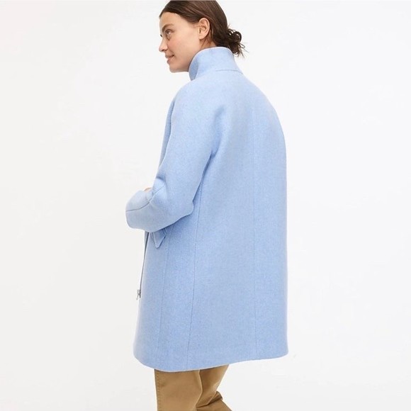 NWT J. Crew Italian Stadium Cloth Cocoon Coat in Heather Twilight Blue Size 2 - Picture 2 of 9